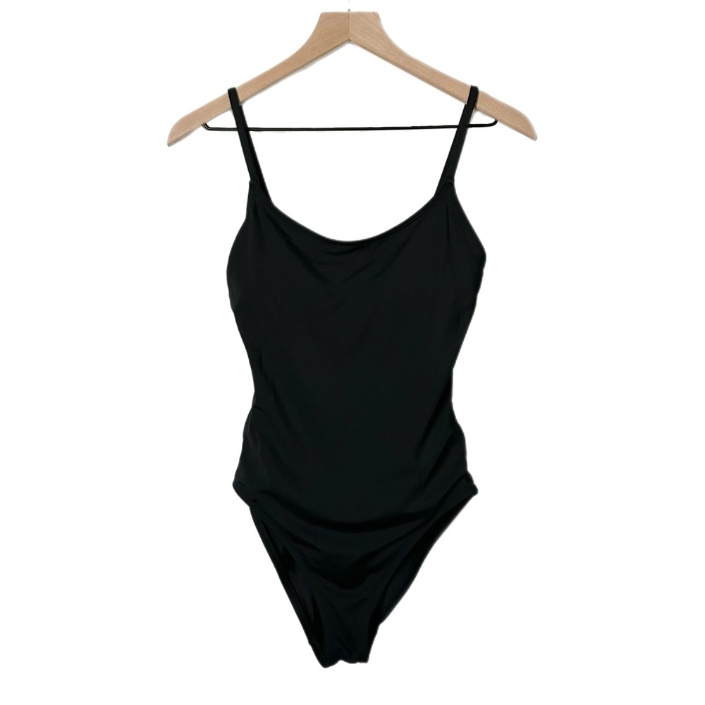 Andie One Piece Swimsuit Nylon Spandex Black Scoop Neck Adjustable Straps ST